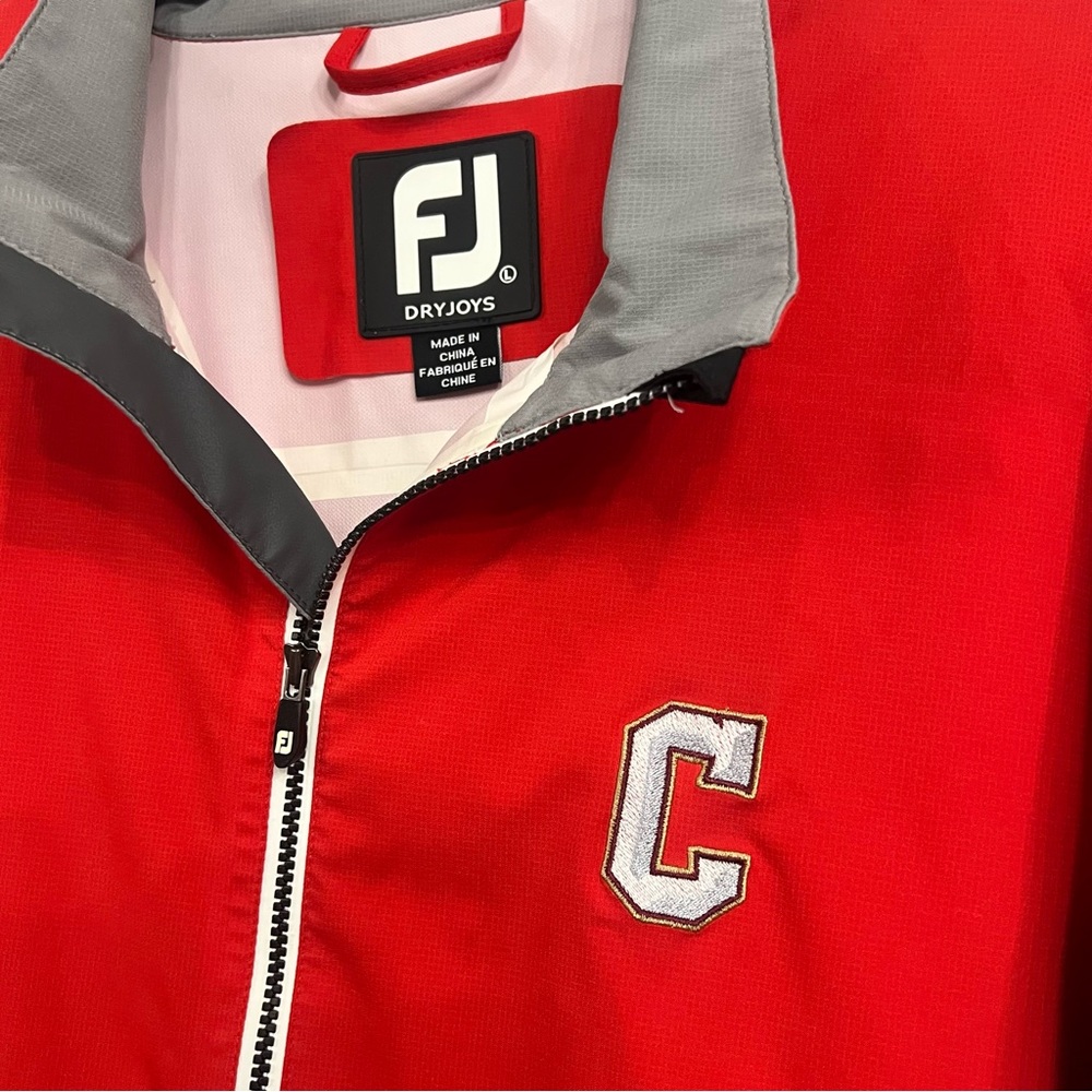 FJ (Footjoy)DryJoys Mens golf Hydrolite Zip up red and gray Jacket Size Large.
